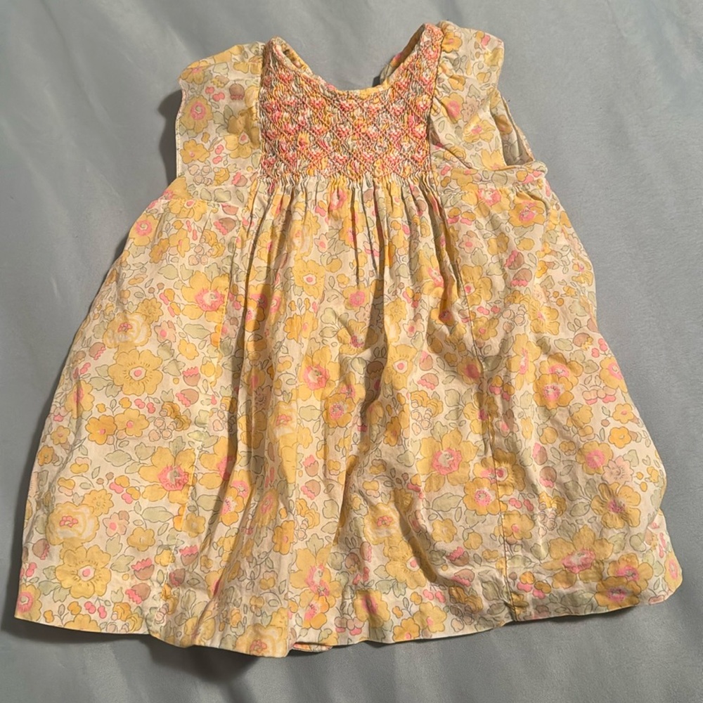 Bonpoint floral baby girl dress sleeveless size 6M